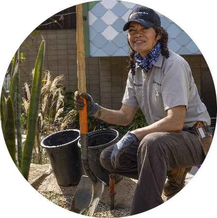 employee with plants